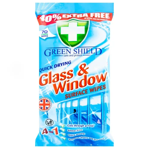 Серветки Green Shield для скла та дзеркал 70шт