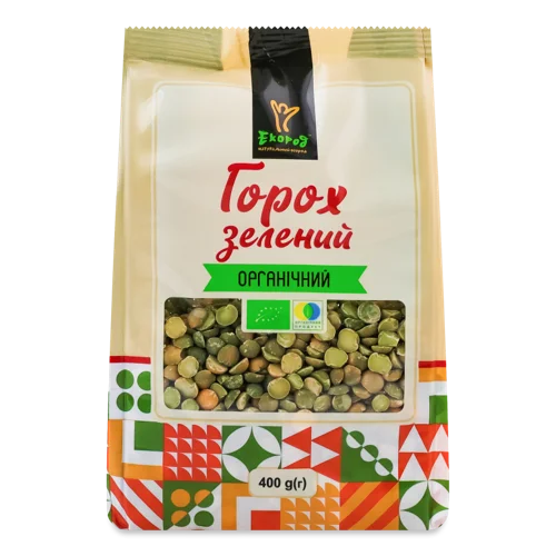 Горох Зелений Колотий Органічний Екород, В/ґ, 400г