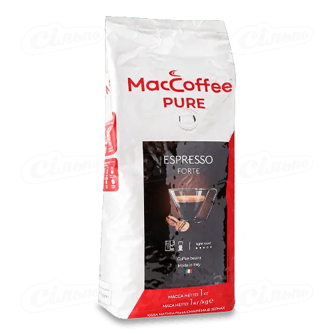 Кава зерно MacCoffee Pure Espresso Forte смажена, 1кг