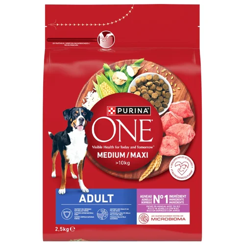 Корм сухий Purina One з ягням та рисом для собак середніх та великих порід 2,5кг
