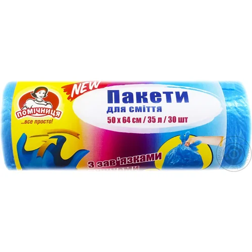 Пакети для сміття Помічниця з зав'язками вушками 35л 27+3шт