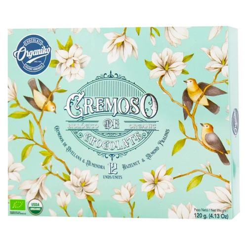 Цукерки шоколадні Cremoso органічні з фундучним та мигдалевим праліне