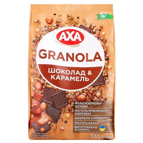 Гранола Аха хрустка з шоколадом зі смаком карамелі 330г