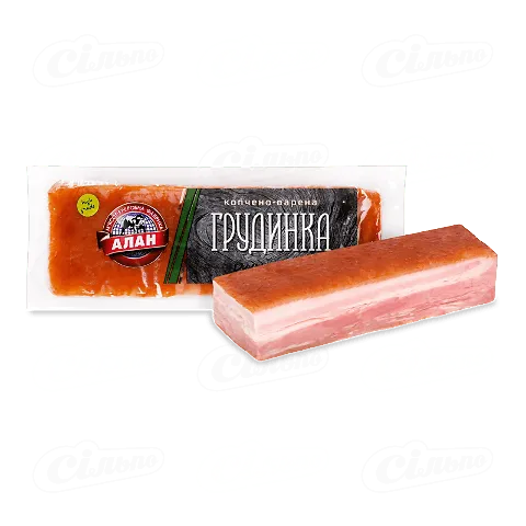 Грудинка «Алан» копчена вищого ґатунку м'ясна, кг