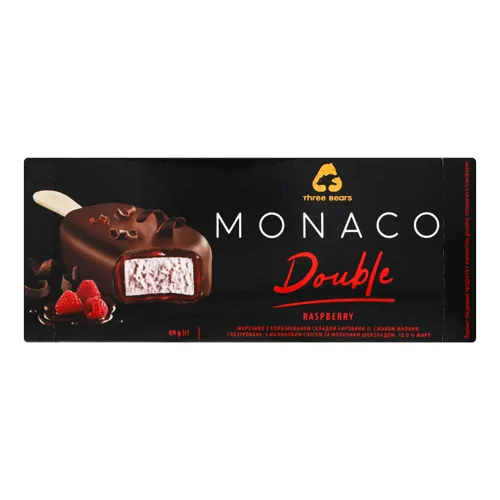 Морозиво 10% з малиновим соусом та молочним шоколадом Raspberry Double Monaco Three bears к/у 69г