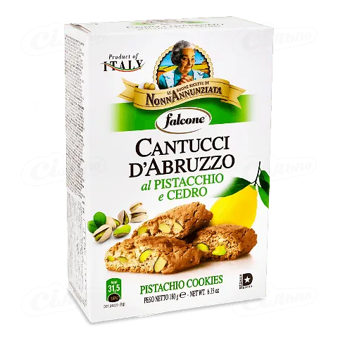 Печиво Falcone Cantucci з фісташками та лимонними цукатами 180г