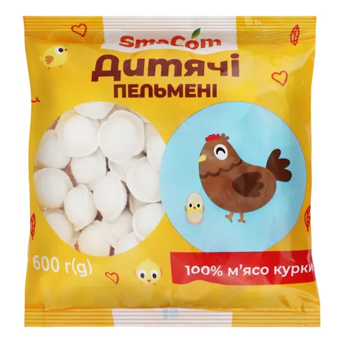 Пельмені SmaCom Дитячі зі 100% м'ясом курки 600г