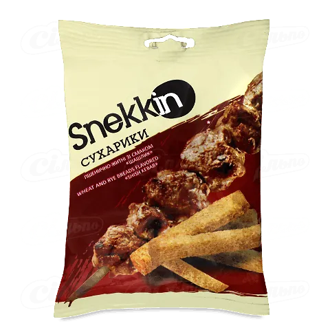 Сухарики Snekkin пшенично-житні зі смаком шашлик 70г
