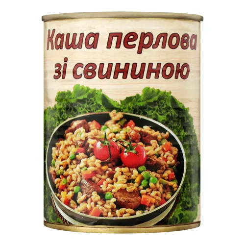Каша перлова зі свининою L'appetit з залізній банці 340г