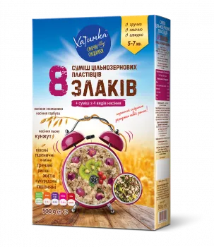 Суміш Хатинка пластівців 8 злаків 4 видів насіння В*, 0,5 кг