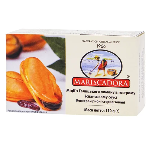 Мідії Mariscadora з Галицького лиману в гострому іспанському соусі 110г
