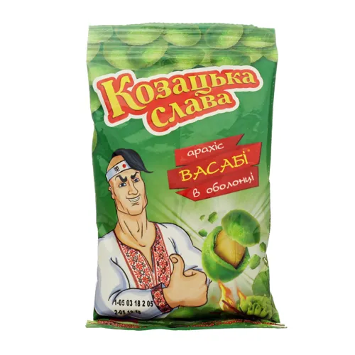 Арахіс Козацька Слава смажений у хрусткій оболонці зі смаком васабі 55г