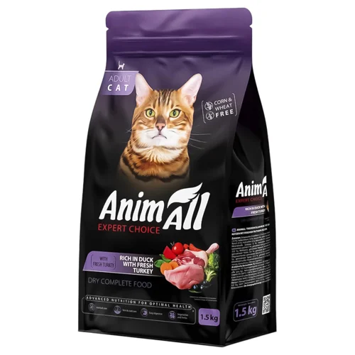 Корм сухий AnimAll з індичкою та качкою для котів 1,5кг