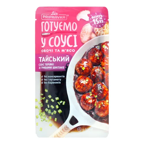 Готуємо у соусі овочі та м’ясо. Тайський соус «Теріякі грибами шиітаке» 140г