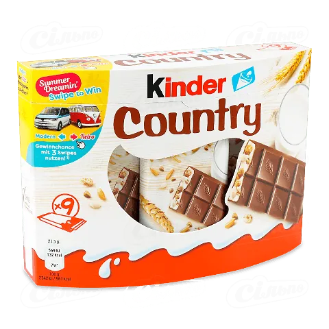 Батончик Kinder Country вершки-злаки шоколадний, 211,5г
