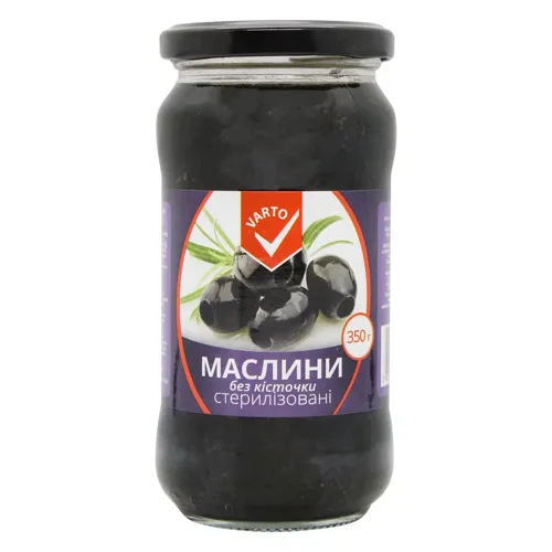Оливки чорні без кісточки Varto 350г