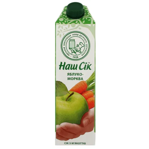 Сік морквяно-яблучний з м'якоттю Наш сік т/п 0.95л