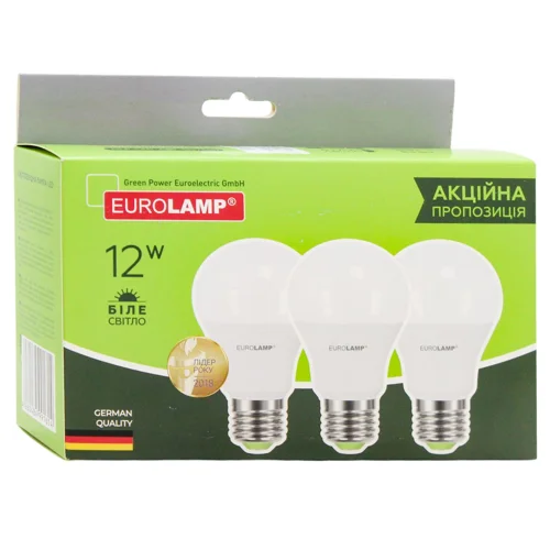Набір ламп Eurolamp E27 4000K 12W 3шт