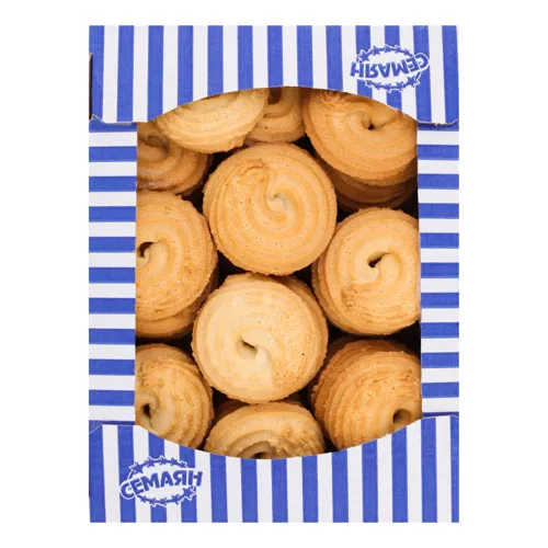 Печиво здобне пісочно-відсадне Пісочні кільця зі смаком ванілі Семаян к/у 0.45кг