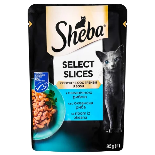 Корм вологий Sheba Select Slices з океанічною рибою для котів 85г