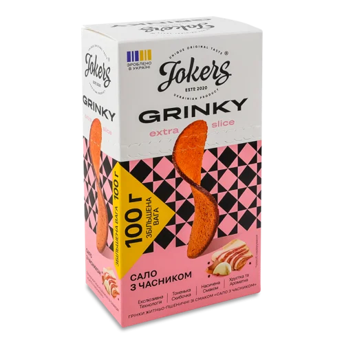 Грінки Житньо-Пшеничні Сало з Часником Extra Slice Jokers к/у, 100г