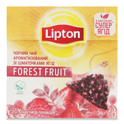 Чай чорний Lipton Forest Fruit зі шматочками лісових ягід, 20*1,7г