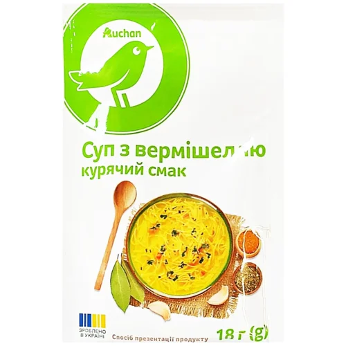Суп Auchan вермішелевий курячий смак 18г