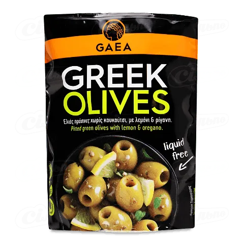 Оливки зелені Gaea з лимоном і орегано, 150г