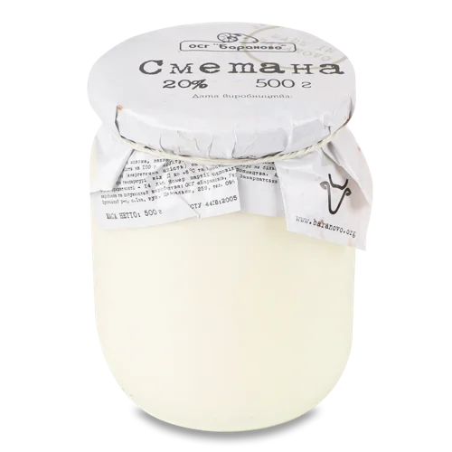 Сметана 20% Бараново Скляна Банка, 500г
