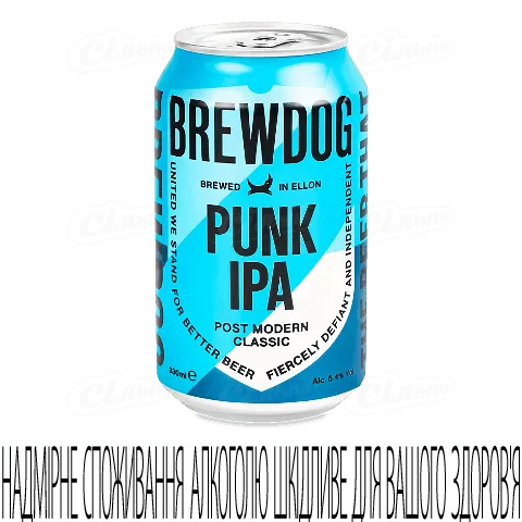 Пиво BrewDog Punk IPA світле в залізній банці, 0,33л