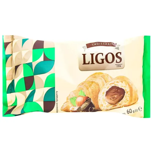 Круасан Ligos з начинкою із шоколадно-горіховим смаком 60г