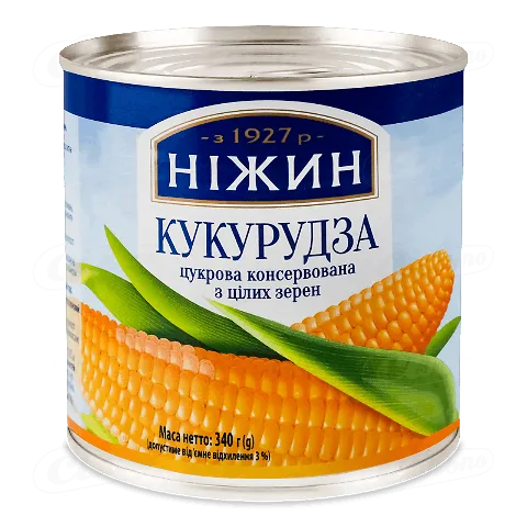 Кукурудза Ніжин цукрова консервована з цілих зерен, 340г