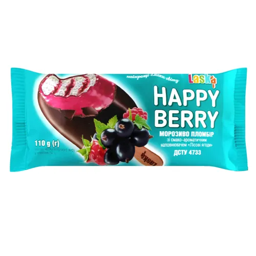 Морозиво 14% пломбір Лісові ягоди Happy bear Laska м/у 110г