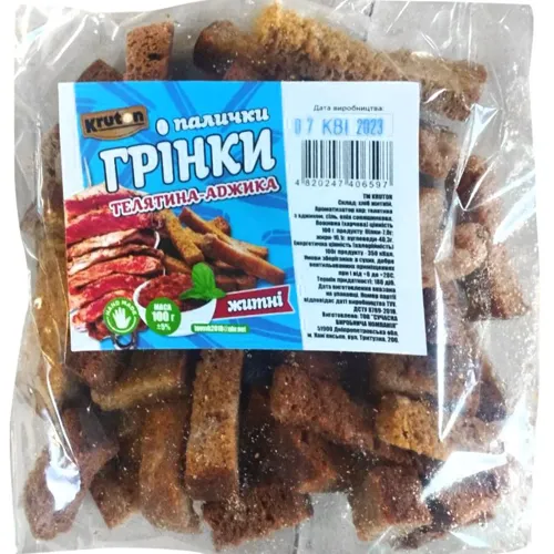 Грінки-палочки житні Kruton зі смаком яловичини 100г