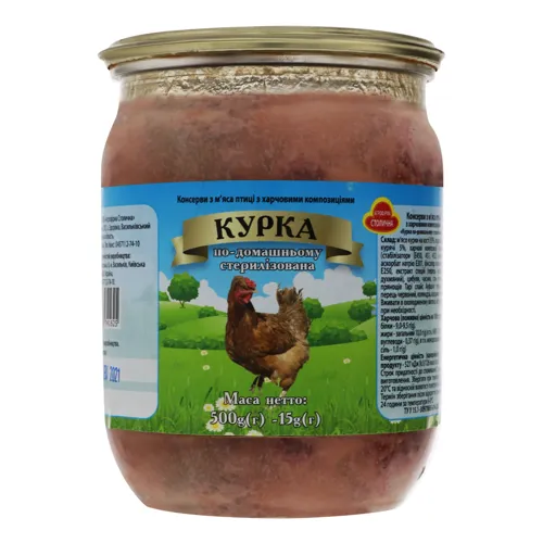 Консерви з м'яса птиці стерилізовані Курка по-домашньому Агрофірма Столична с/б 500г