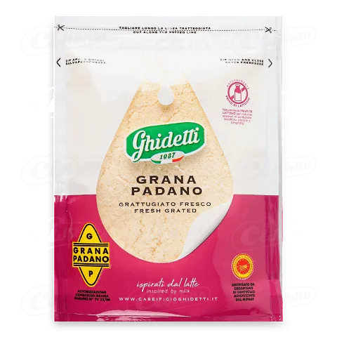 Сир Ghidetti «Грана Падано» тертий 42% з коров'ячого молока 10 місяців, 90г