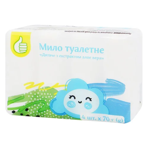 Крем-мило тверде Auchan дитяче з екстрактом алое 70г х 4шт
