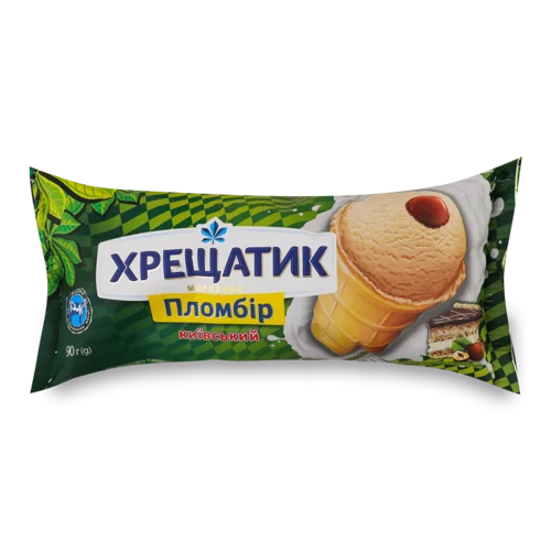 Морозиво Пломбір Зі Смаком Лісового Горіха, В/ґ, У Вафельному Стаканчику, Київський Хрещатик, 90г