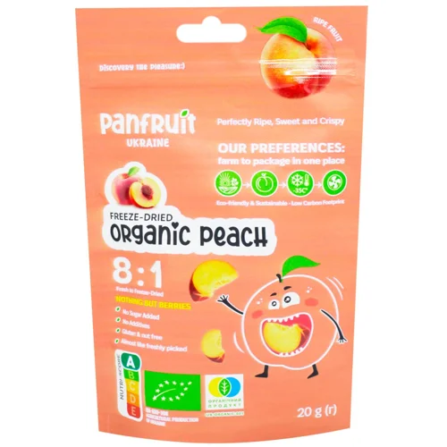 Персик Panfruit сублімований органічний слайси 20г
