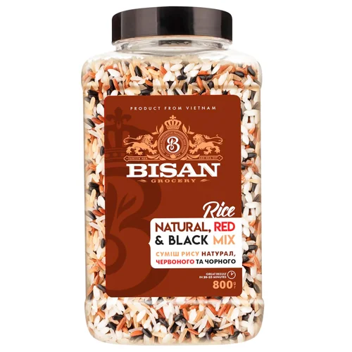 Рис Bisan Natural червоний чорний мікс 800г