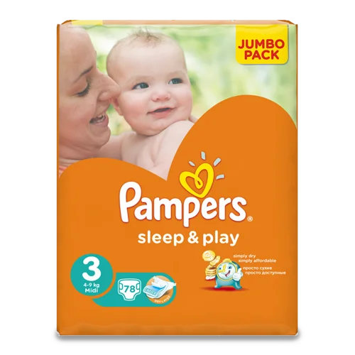 Підгузки Sleep&Play Midi Pampers 4-9 кг, 78 шт, в/ґ