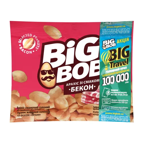 Арахіс смажений солоний зі смаком бекону Big Bob м/у 30г