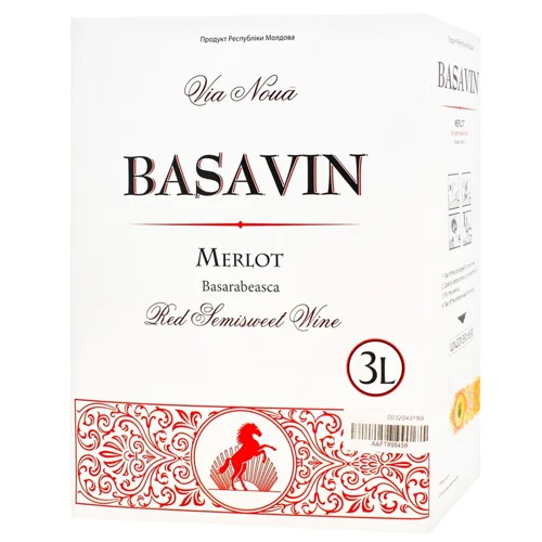 Вино Basavin Merlot червоне напівсолодке 12% 3л