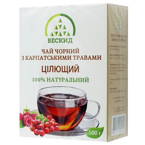 Чай чорний Бескид Цілющий з карпатськими травами 100г