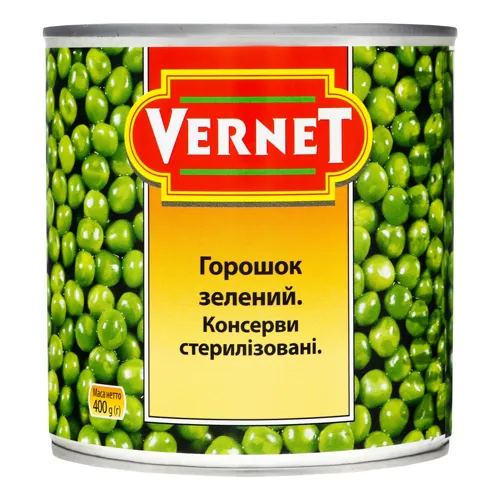 Горошок зелений Vernet з/б 400г