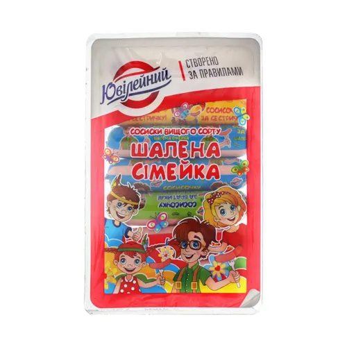 Сосиски Ювілейний Шалена сімейка вищого ґатунку 300г