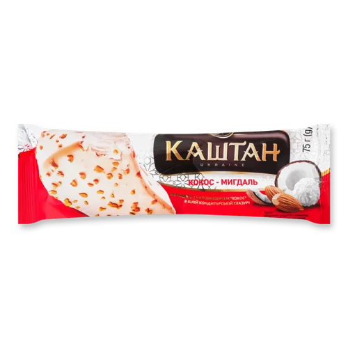 Морозиво В Білий Кондитерській Глазурі Кокос-Мигдаль Каштан, В/ґ, 75г