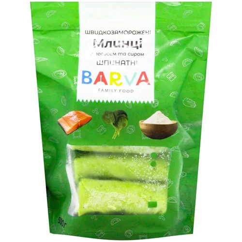 Млинці Barva 500 г шпинатні з лососем