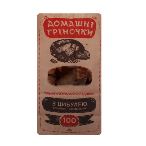 Грінки житньо-пшеничні з цибулею Домашні гріночки 100г