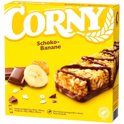 Батончик злаковий Corny з бананом у молочному шоколаді 25г х 6шт